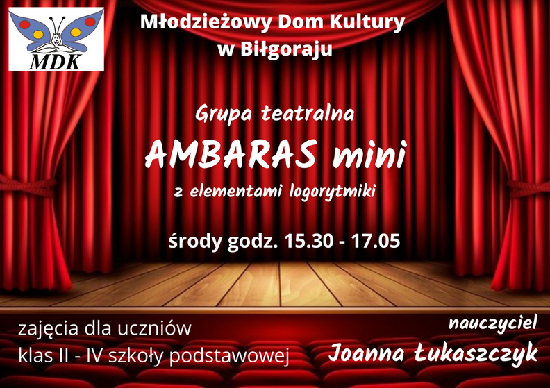Oferta zajęć - Ambaras Mini z elementami logorytmiki - Joanna Łukaszczyk