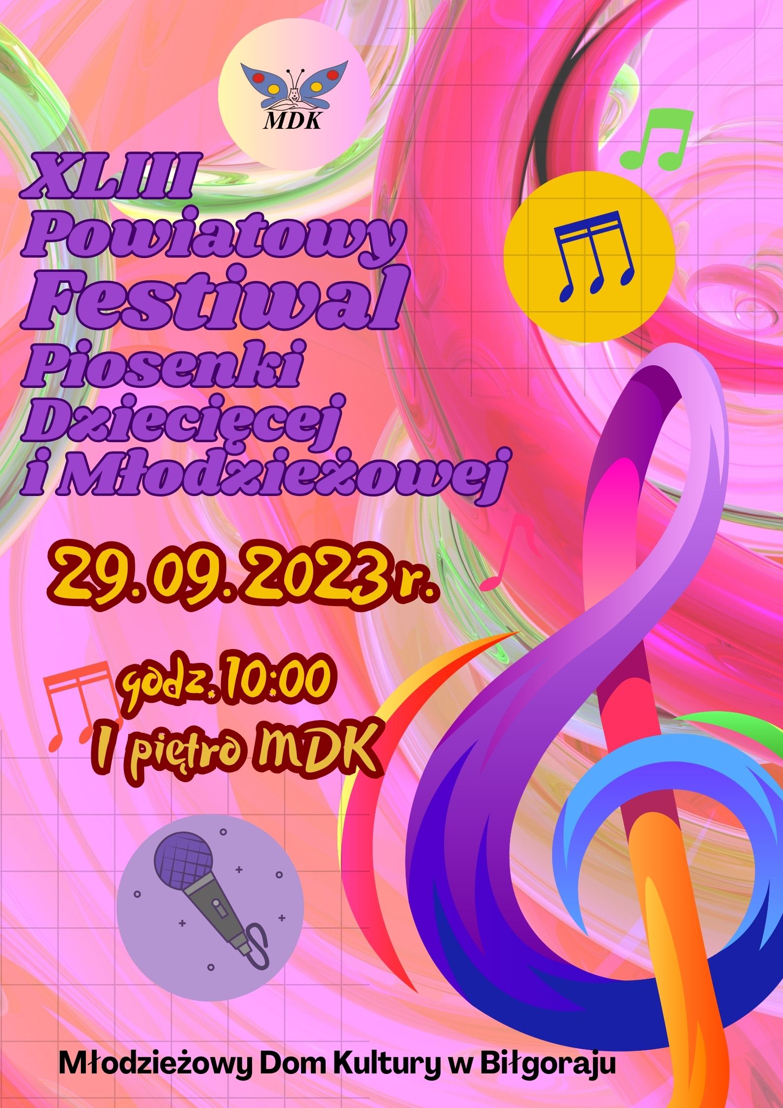 XLIII Powiatowy Festiwal Piosenki Dziecięcej i Młodzieżowej, Biłgoraj 29 września 2023
